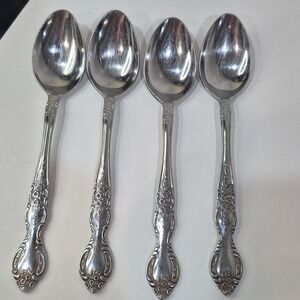 1974 Sears Stainless Steel Ellen Vance  TeaSpoon Set, Silver, Glossy, 4 Pieces